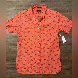 Imperial Motion Coral Short-Sleeve Button-Down Shirt with Beach Print